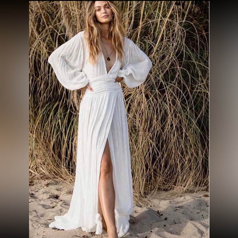 Bohemian serenity white maxi dress